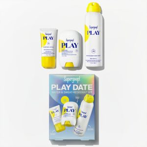 Supergoop! PLAY Date Pool & Sport SPF Kit - 3 Water & Sweat Resistant Sunscreens for Active Outdoor Days, Full Routine Set